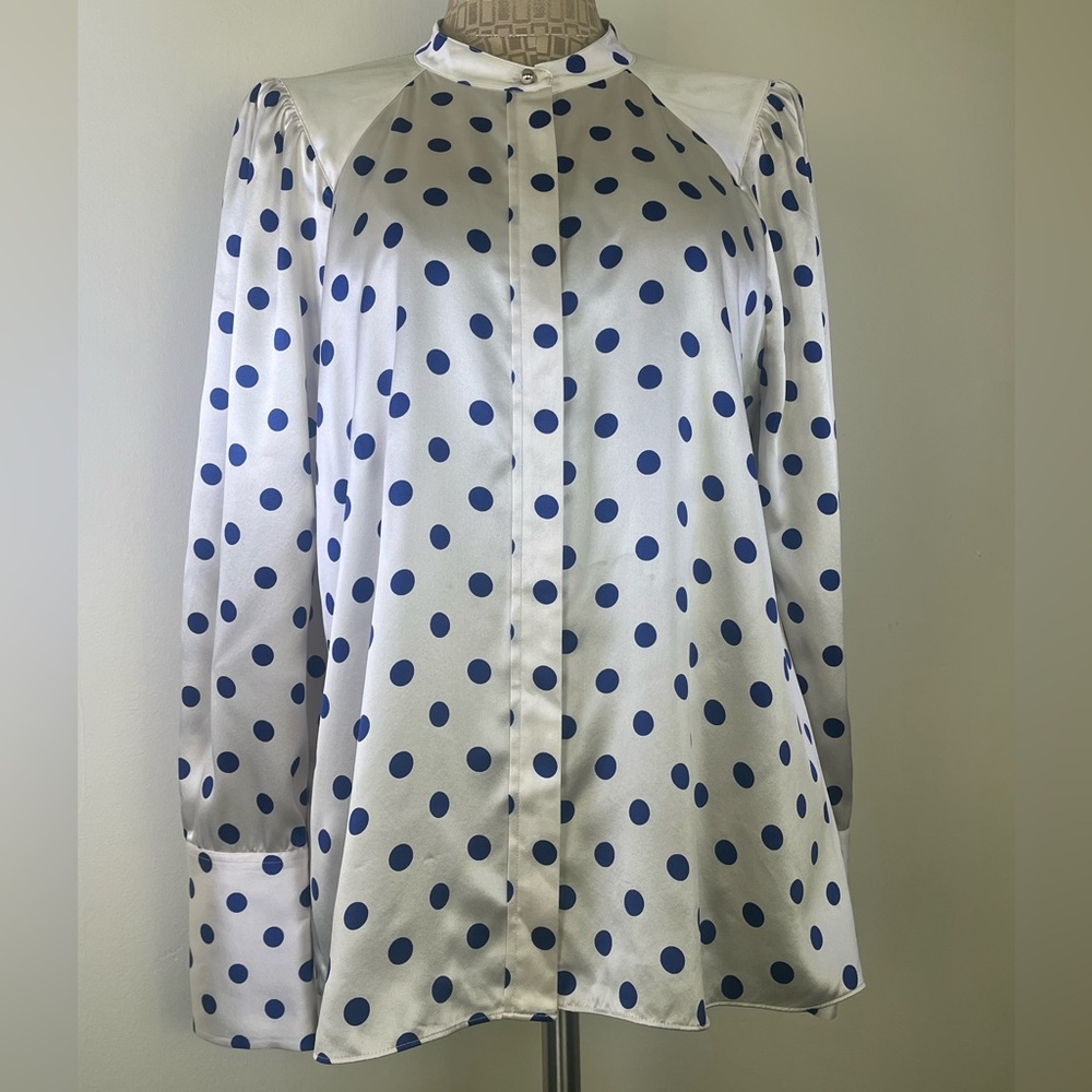 ME+EM Polka Dot Silk Blouse